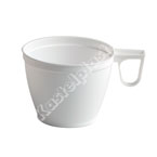 Kaffeebecher aus Kunststoff mit Griff für Kaffee oder Tee in weiß